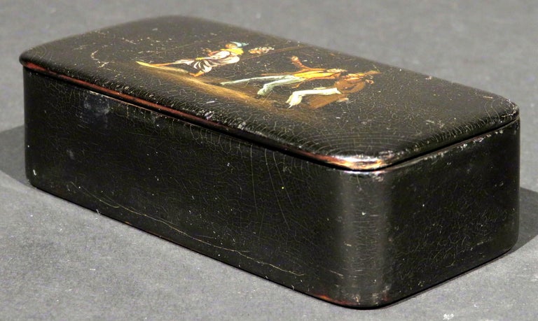 Naughty 19th Century Hand Painted and Black Lacquered Papier-Mâché ...