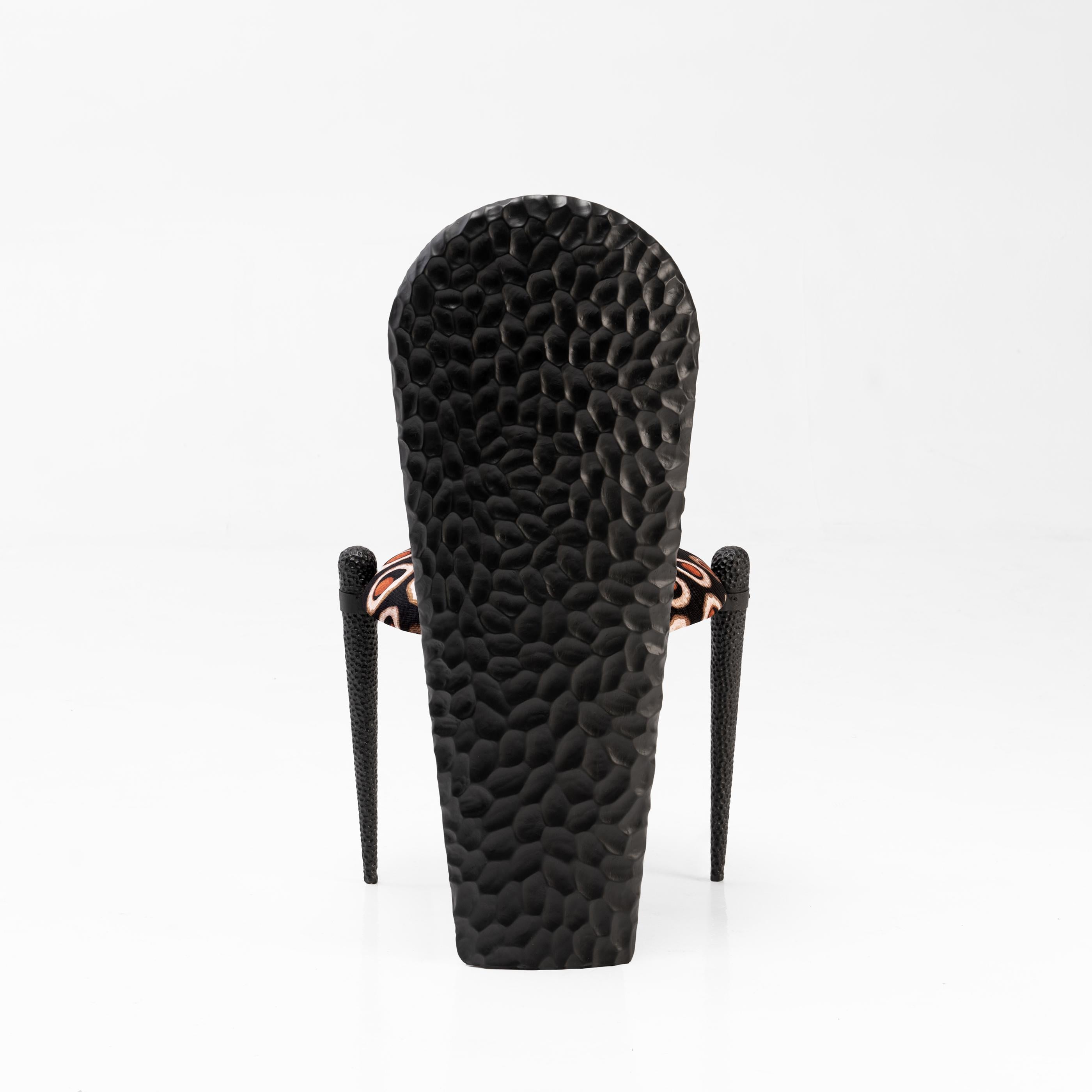 Organic Modern Naughty By Nature • Burnt Black • Hand-Carved Solid Wood Chair by Odditi For Sale