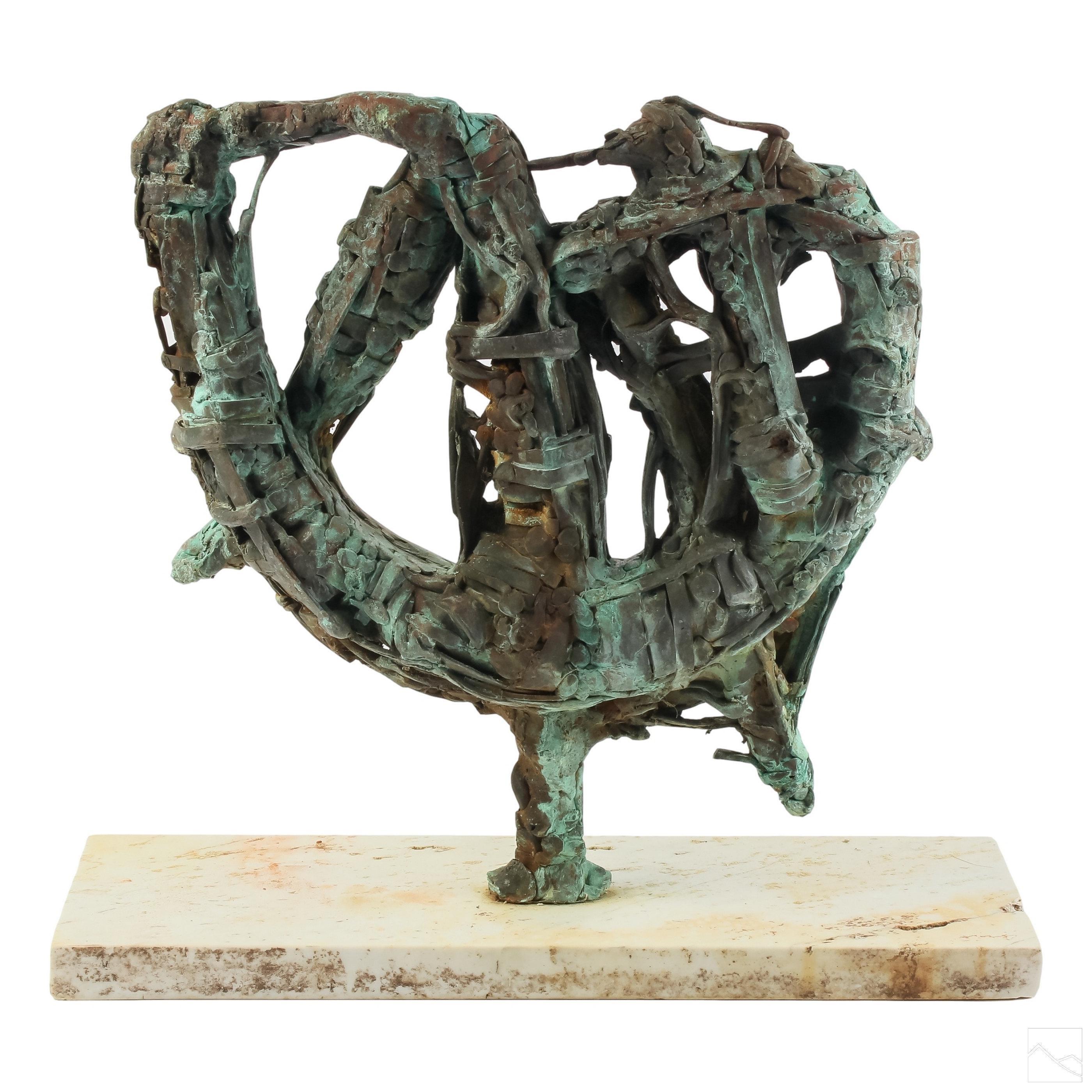 Scultura in bronzo astratta modernista argentina brutalista ebrea latino-americana - Abstract Sculpture Oro di Naum Knop
