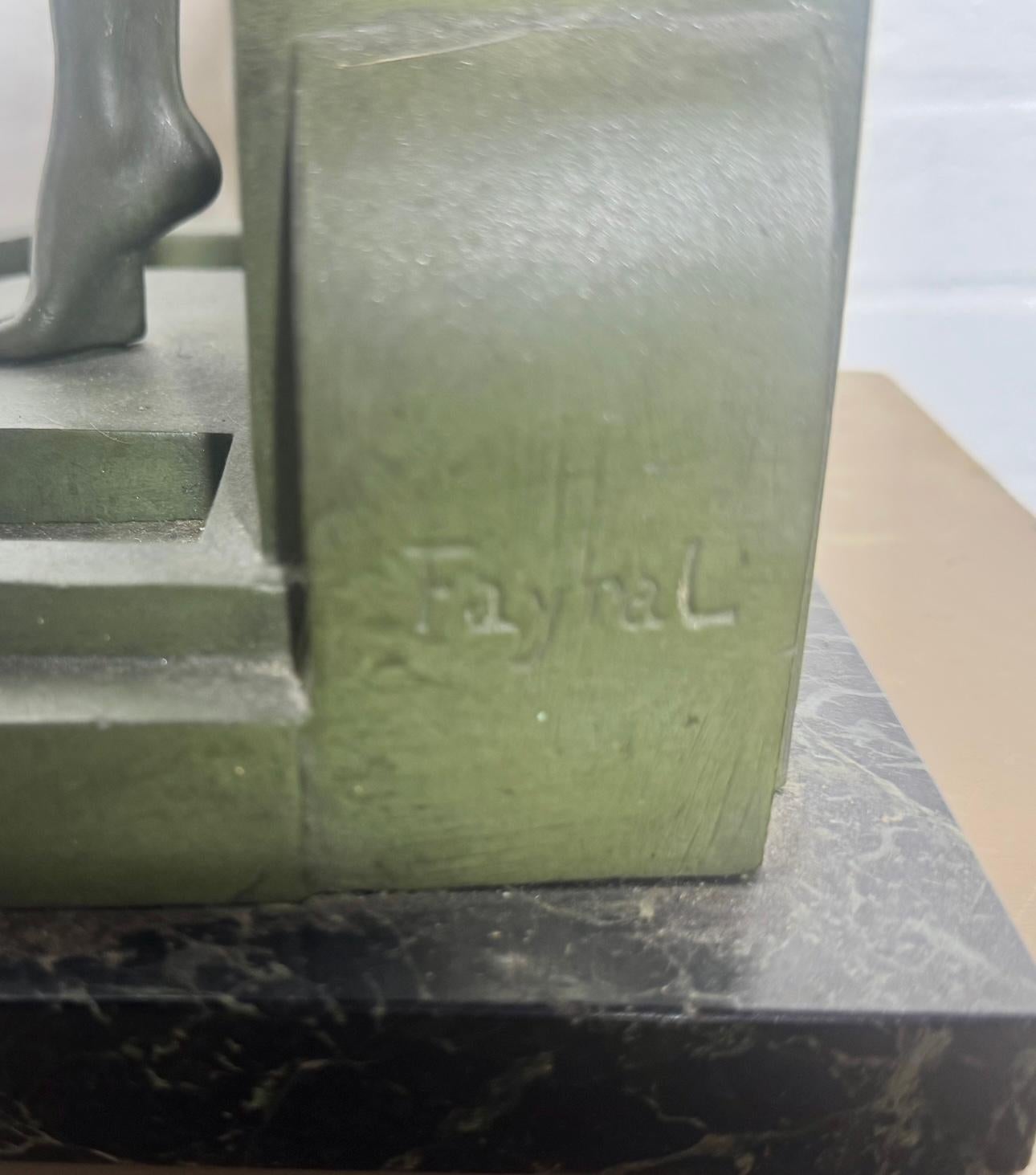 Nausicaa Art Deco Lamp Lady at a Fountain by Fayral for Max Le Verrier For Sale 9