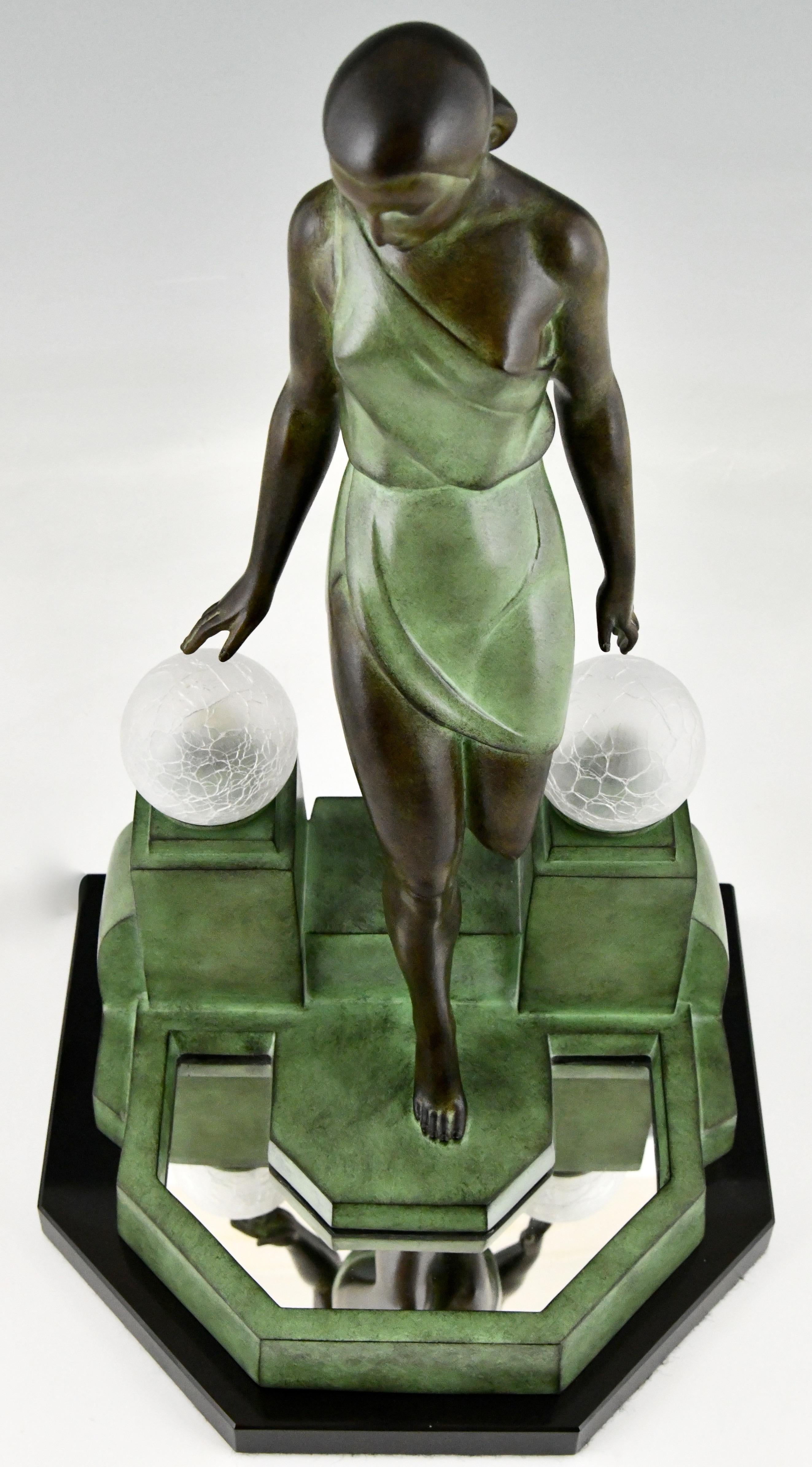 Nausicaa Art Deco Style Lamp Lady at a Fountain by Fayral for Max Le Verrier 4
