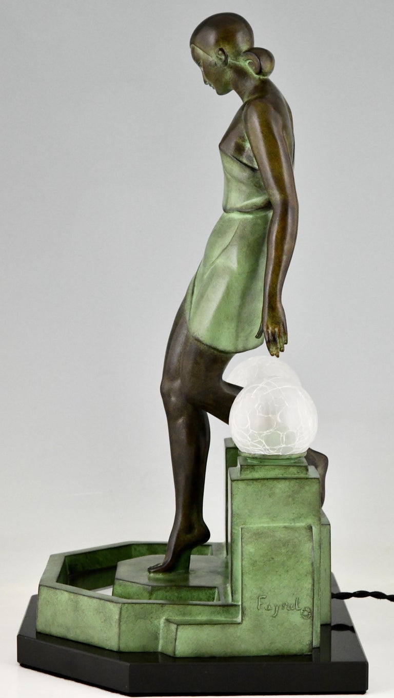 Contemporary Nausicaa Art Deco Style Lamp Lady at a Fountain by Fayral for Max Le Verrier For Sale