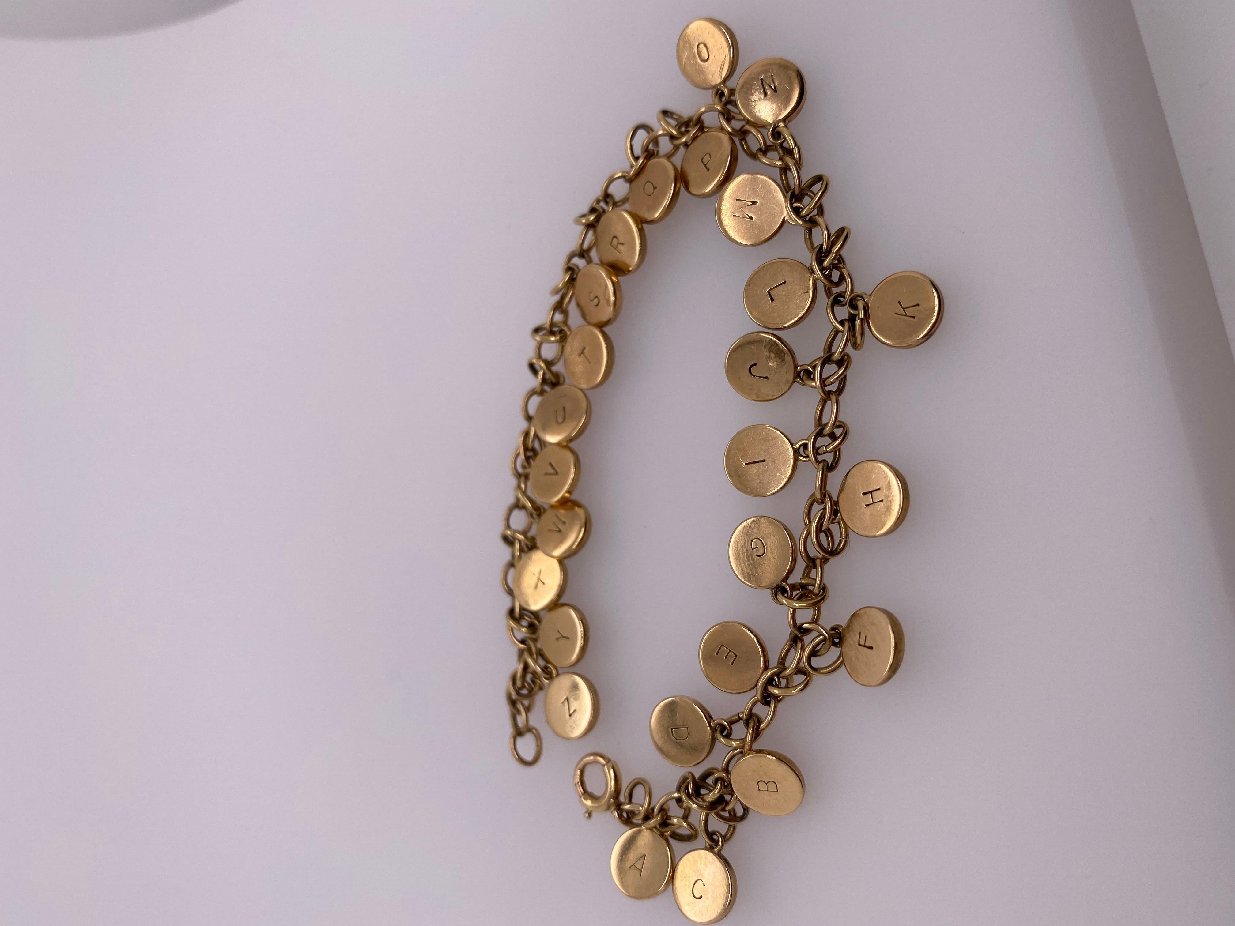 Women's Nautical Alphabet Reverse Crystal Gold Bracelet