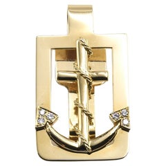 Nautical Anchor Gold and Diamond Yellow Gold Money Clip