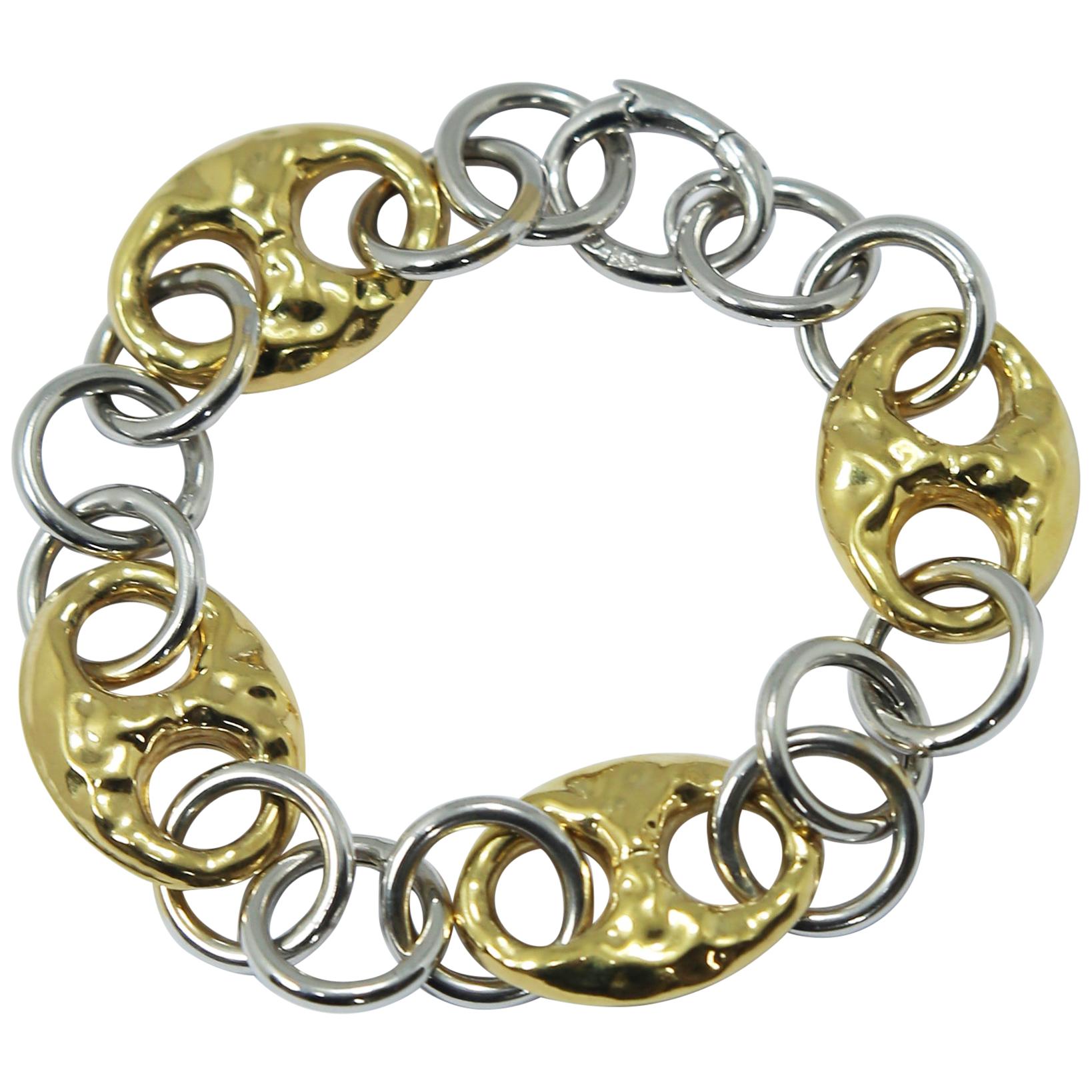 Nautical Anchor Link Bracelet 18 Karat Yellow and White Gold at 1stDibs