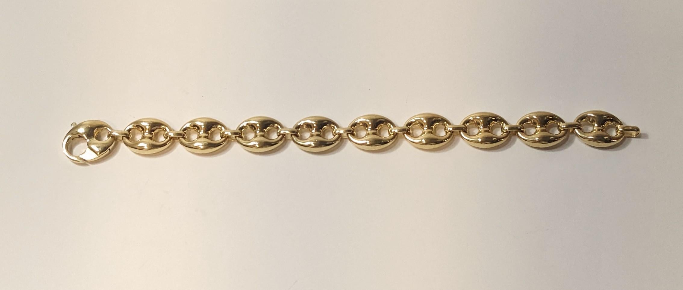 Women's or Men's Nautical Anchor Link Bracelet 18 Karat Yellow Gold For Sale