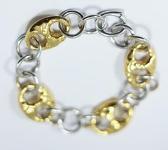 Nautical Anchor Link Bracelet 18 Karat Yellow and White Gold