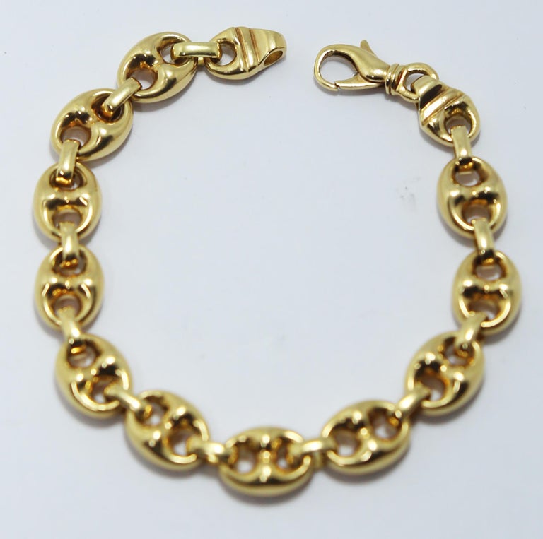 Nautical Anchor Link Bracelet 18 Karat Yellow Gold at 1stDibs