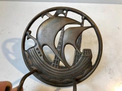 Nautical Art Deco Towel Rack in Bronze, 1930s