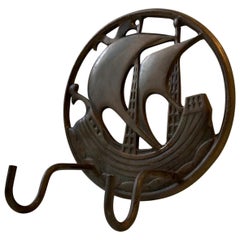 Nautical Art Deco Towel Rack in Bronze, 1930s