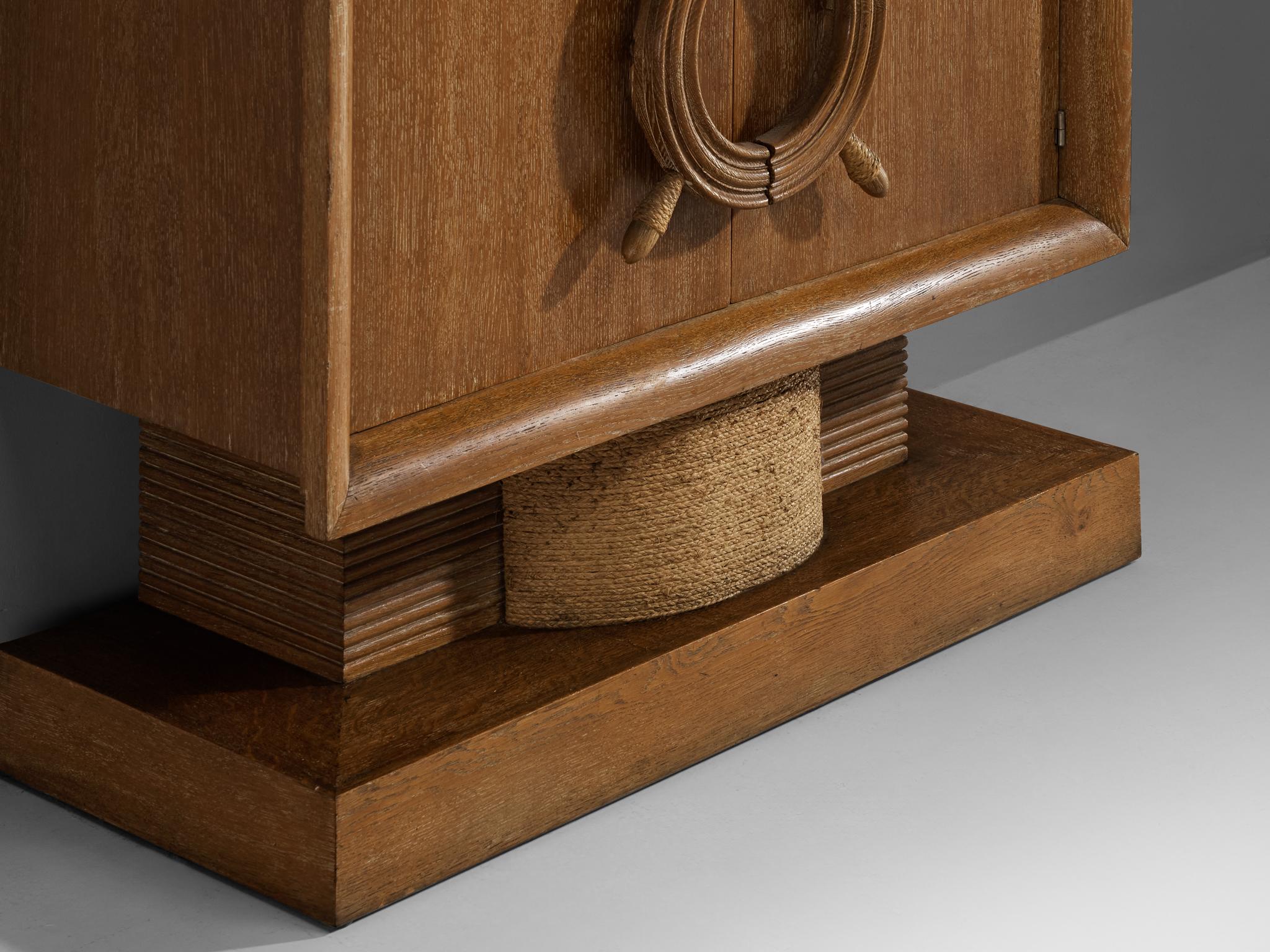 Mueble Bar Náutico de Roble al Estilo de Charles Dudouyt en venta 1