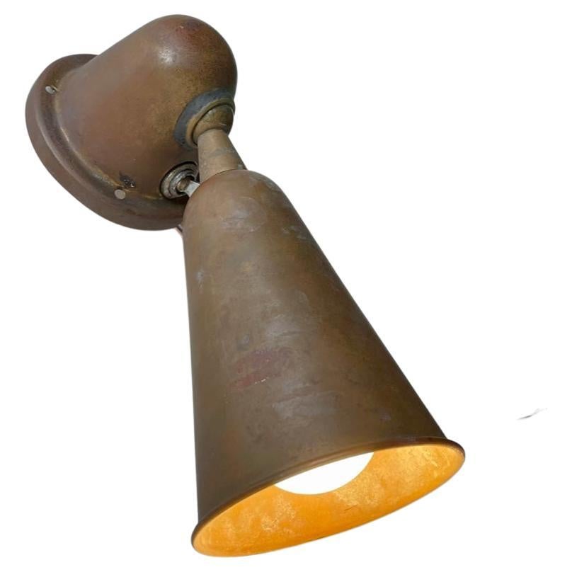 Nautical Bauhaus Era Wall Sconce in Patinated Copper, 1930s For Sale