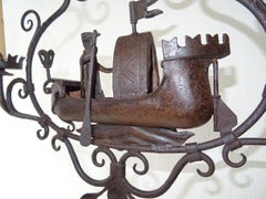 Nautical Boat Ship Chandelier Wrought Iron Venetian Cocca Anseatica, circa 1900