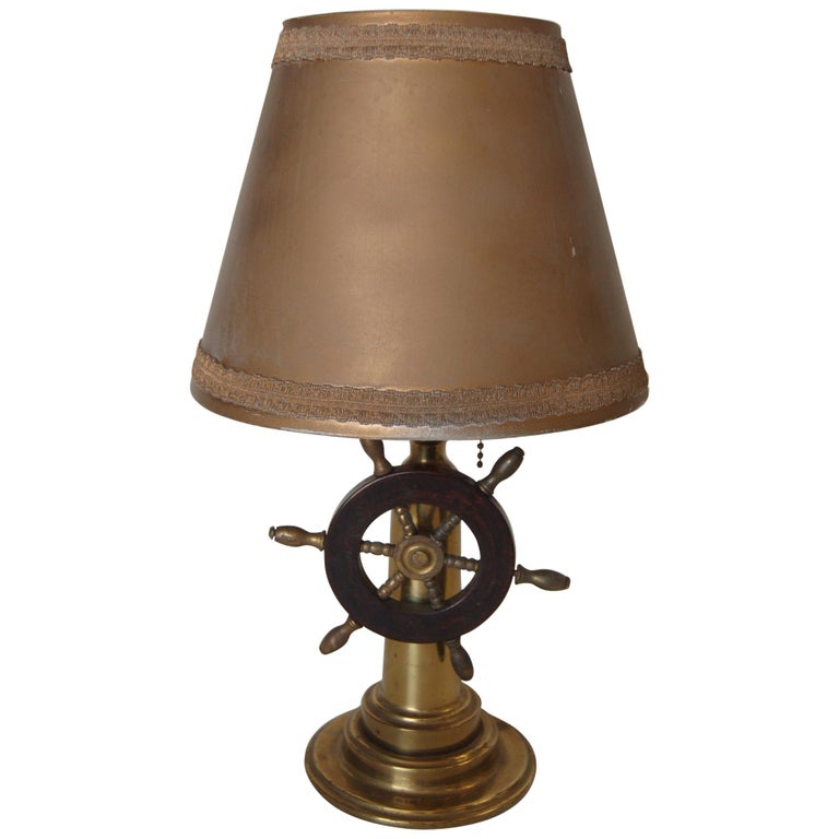 Nautical Brass and Bakelite Ships Wheel Helm Table Lamp For Sale at 1stDibs