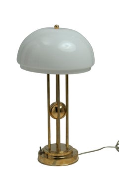 Nautical Brass and Frosted Glass Table Lamps from a Ship's Stateroom