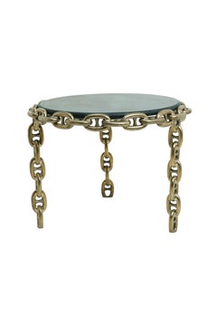Nautical Brass Chain and Granite Coffee or Cocktail Table