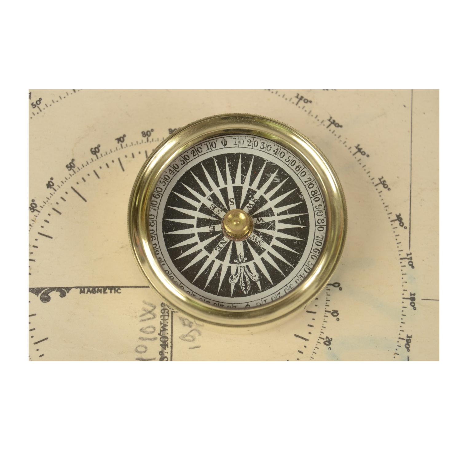 British Nautical Brass Compass Made in the Mid-19th Century