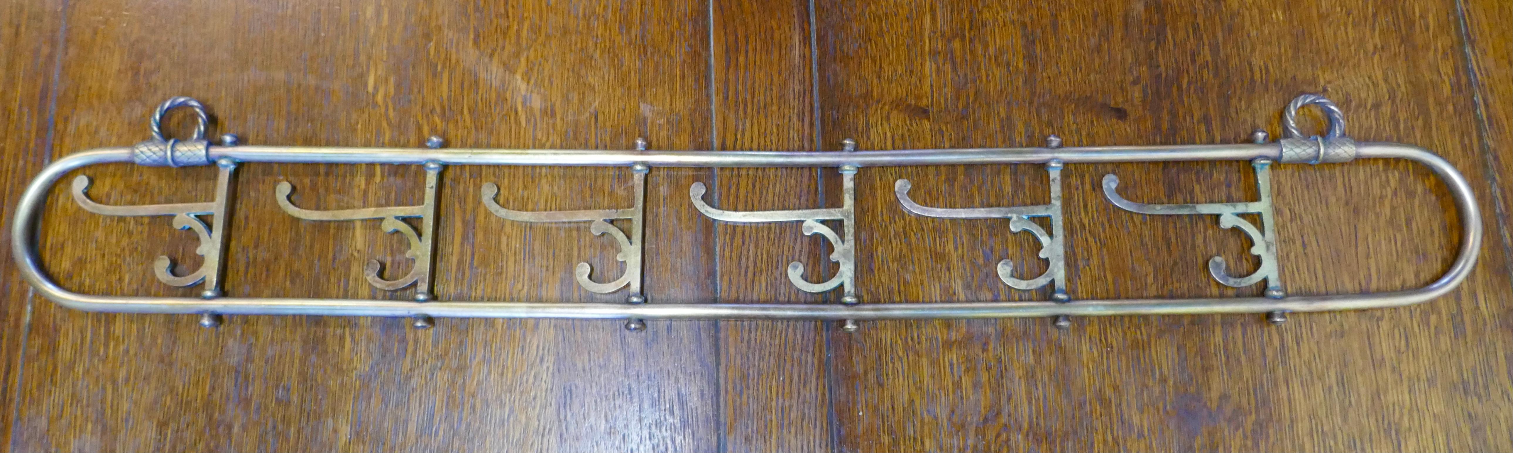 Nautical Brass Folding Coat Hook Rack from a Yacht In Good Condition In Chillerton, Isle of Wight