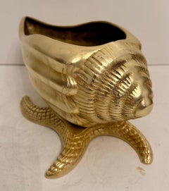 Nautical Brass Sea Shell on Starfish Base Planter