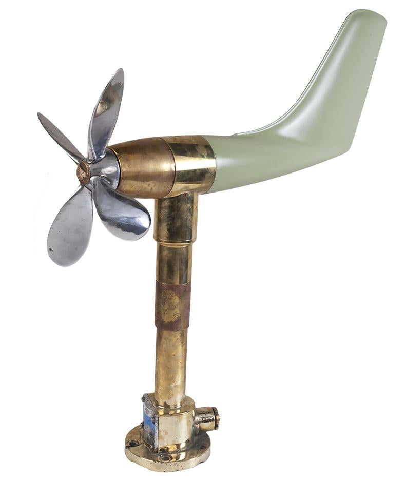 Industrial Nautical Brass Ship's Anemometer and Aerovane Wind Instrument, circa 1970s