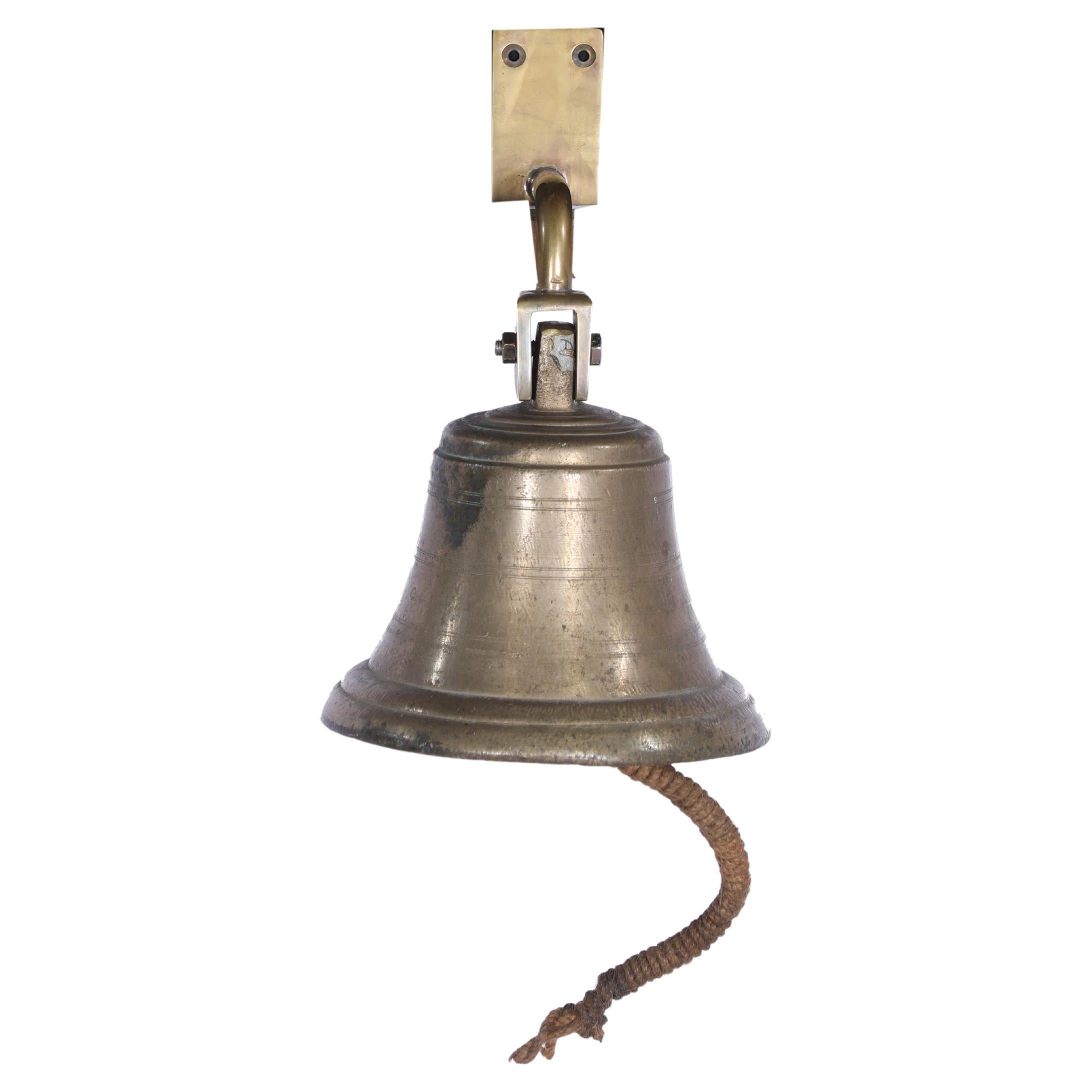 Nautical Brass Ship's Bell with Rope Ringer, 1970's