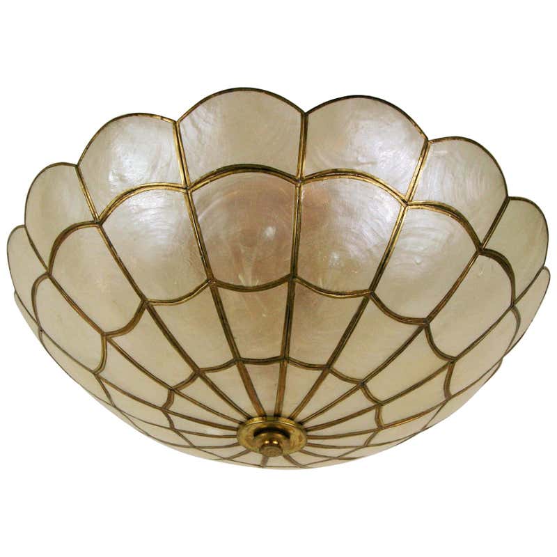 Mid Century Capiz Shell Seaside Flush Mount at 1stDibs