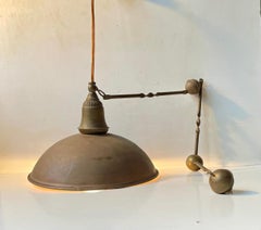 Nautical Chain Suspended Hanging Lamp in Brass and Copper, 1930s