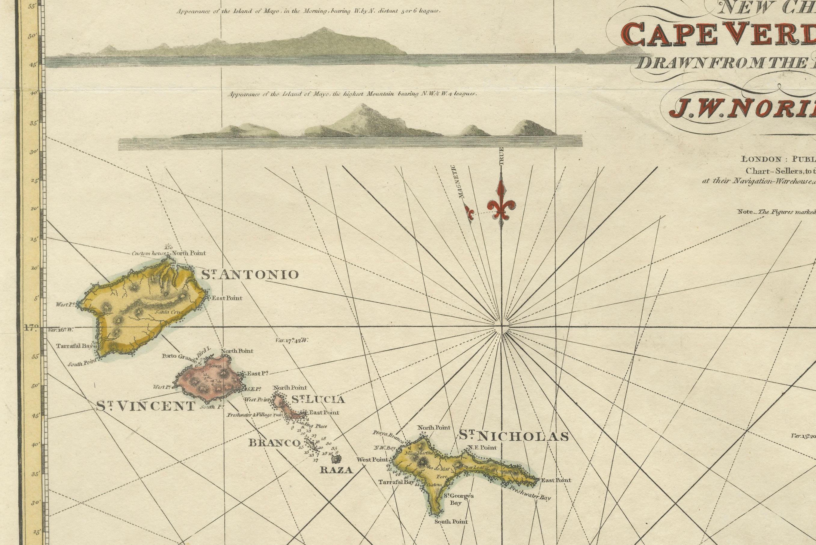 Carta Náutica de las Islas de Cabo Verde por J.W. Norie, Mapa costero de 1824

Esta carta náutica bellamente grabada, titulada 
