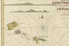 Nautical Chart of Cape Verde Islands by J.W. Norie, 1824 Coastal Map