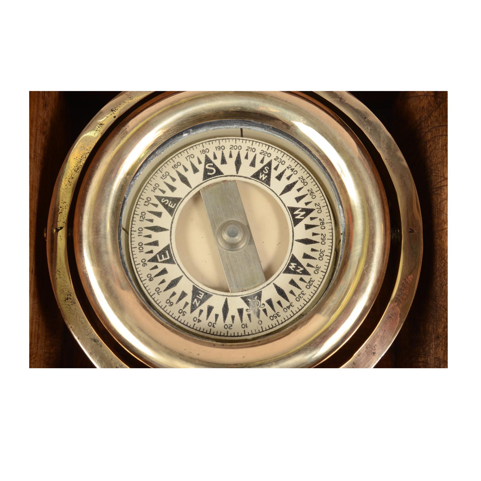 compass in wooden box