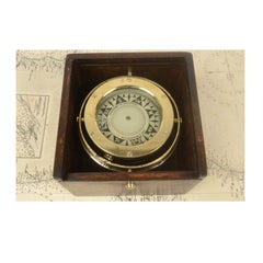 Nautical Compass in Its Original Oak Box Signed Iver C. Weilbach & C. Copenhagen