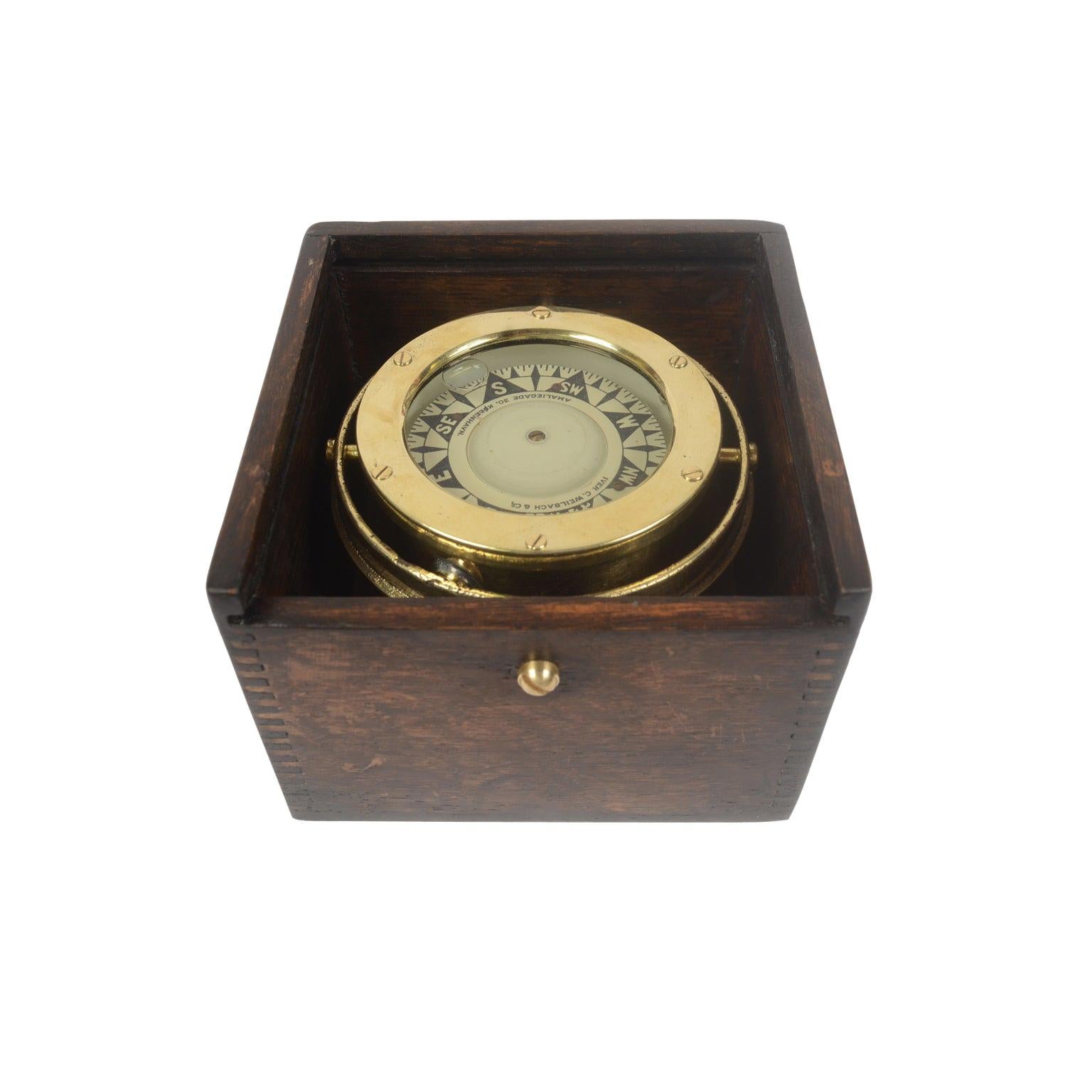 Details about   Antique Marine Brass Lonely Hearts Club Band Compass 2 Inch With Wooden Box Gift 