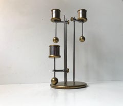 Nautical Danish Counterweight Candlestick in Brass and Steel