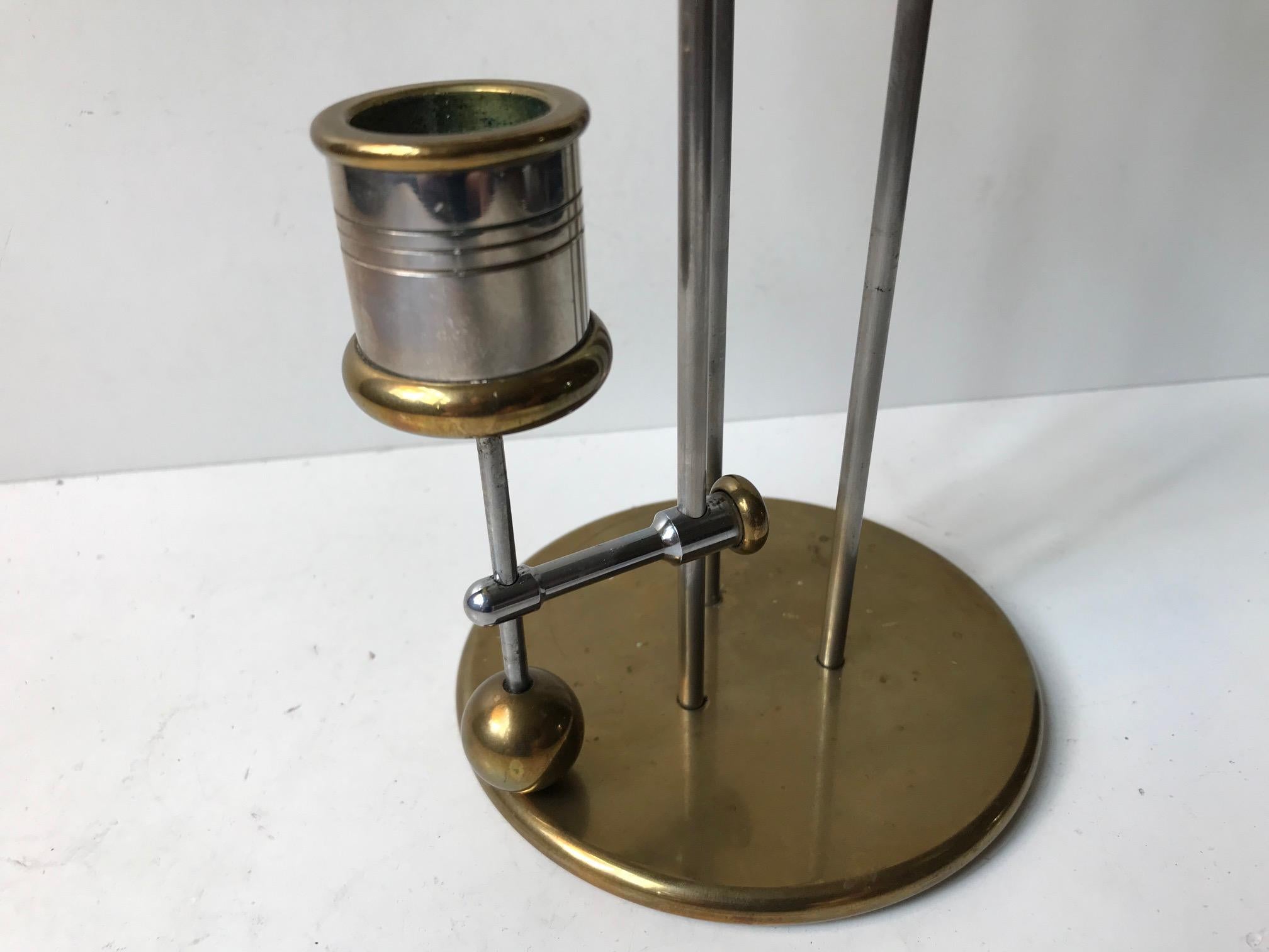 Modern Nautical Danish Counterweight Candlestick in Brass and Steel