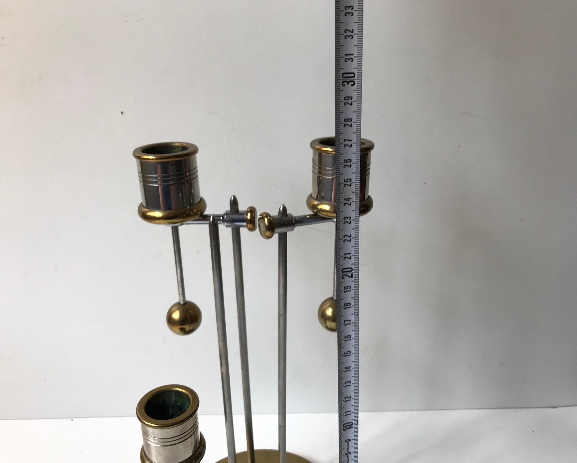 Nautical Danish Counterweight Candlestick in Brass and Steel In Good Condition In Esbjerg, DK