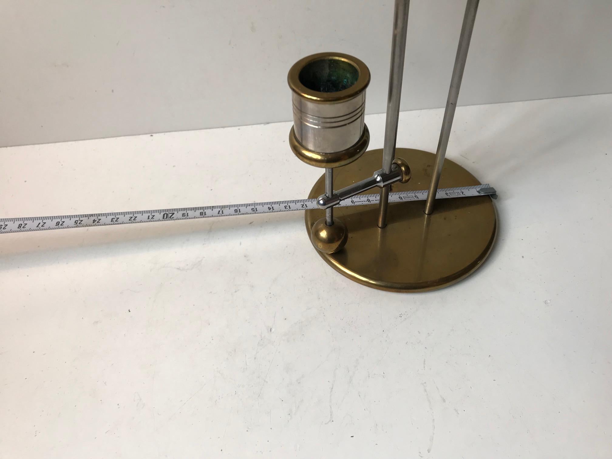 Late 20th Century Nautical Danish Counterweight Candlestick in Brass and Steel