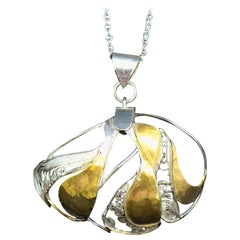 Nautical Designer Spinnaker Sailing Gold & Silver Filigree Sailing Pendant