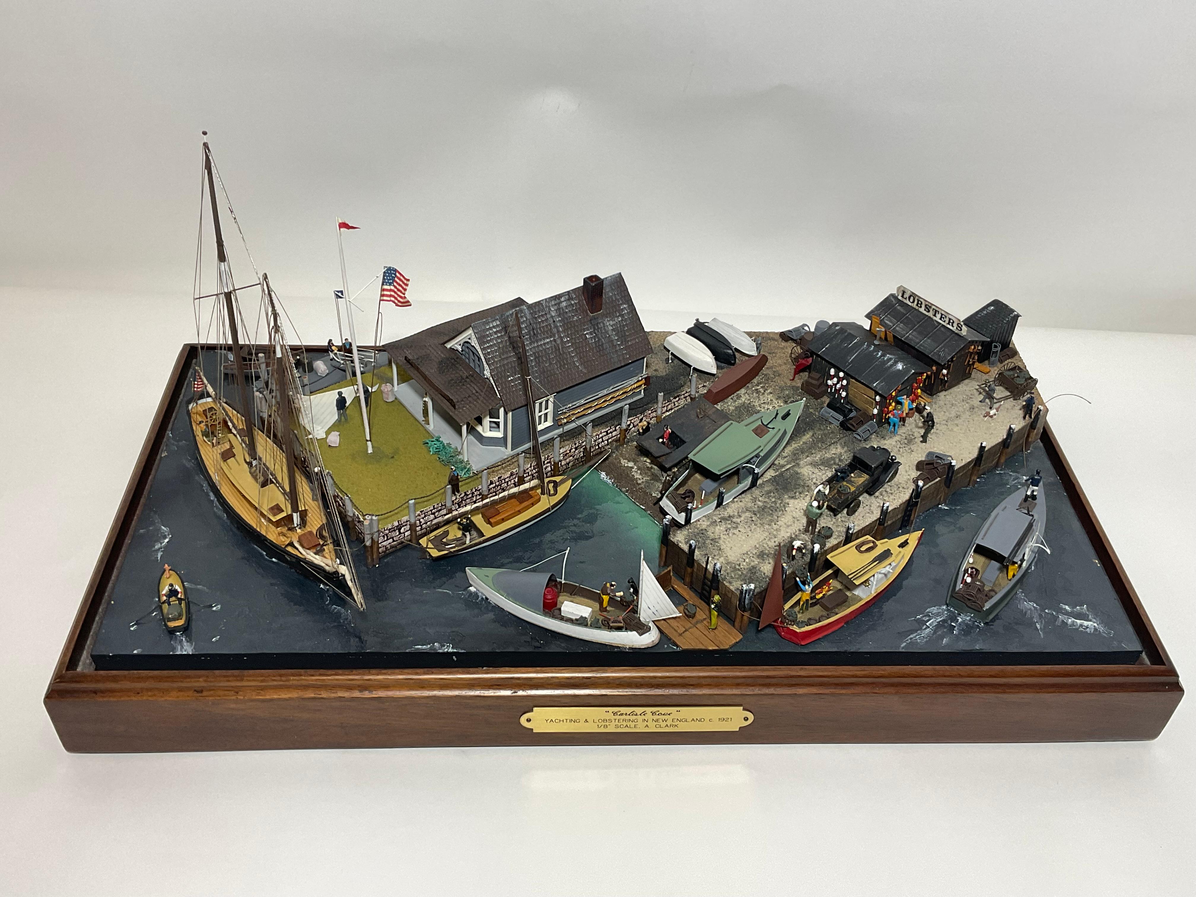 Nautical diorama of CARLYLE COVE in Maine In Good Condition For Sale In Norwell, MA