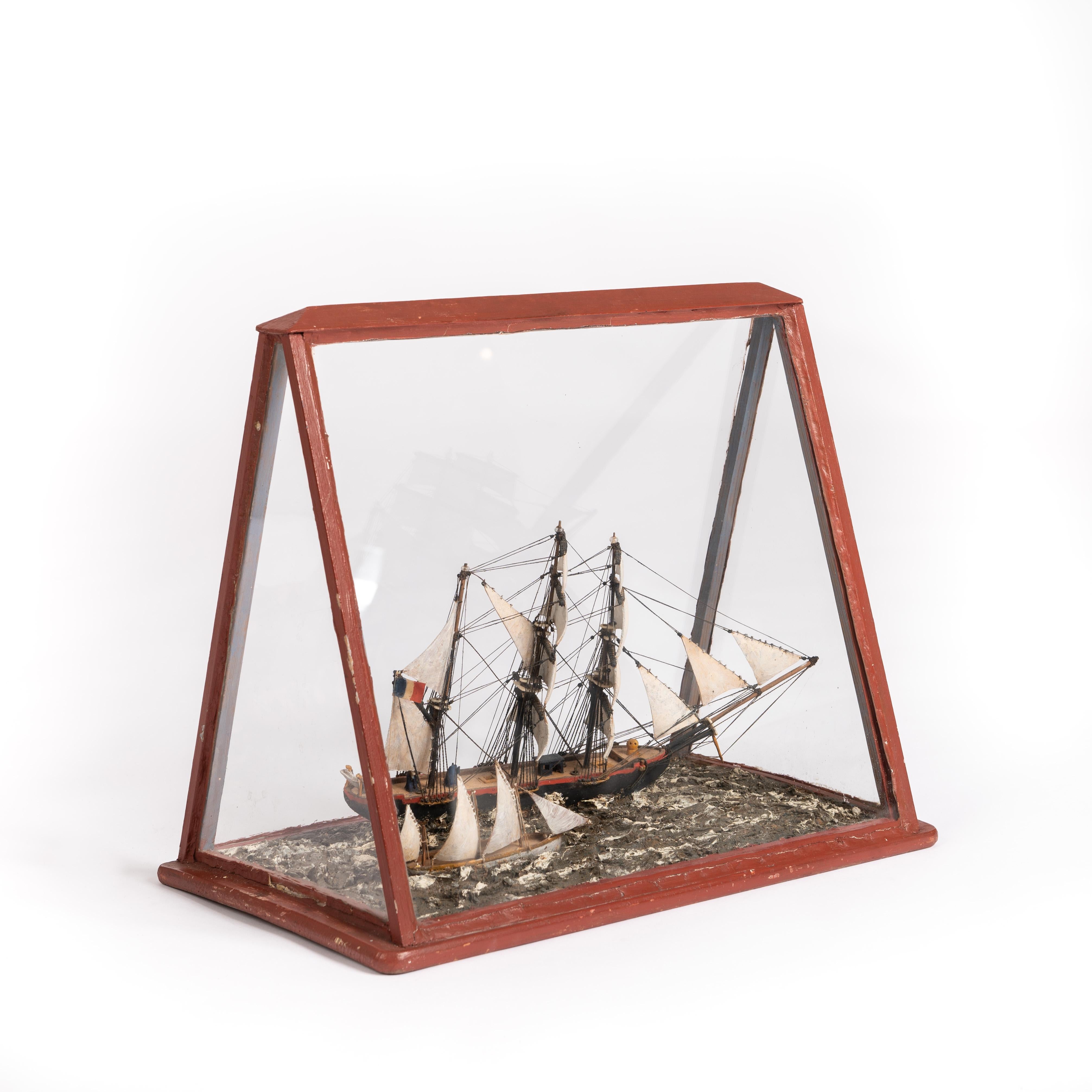 Neoclassical Nautical Display in Showcase France Beginning 20th Century For Sale