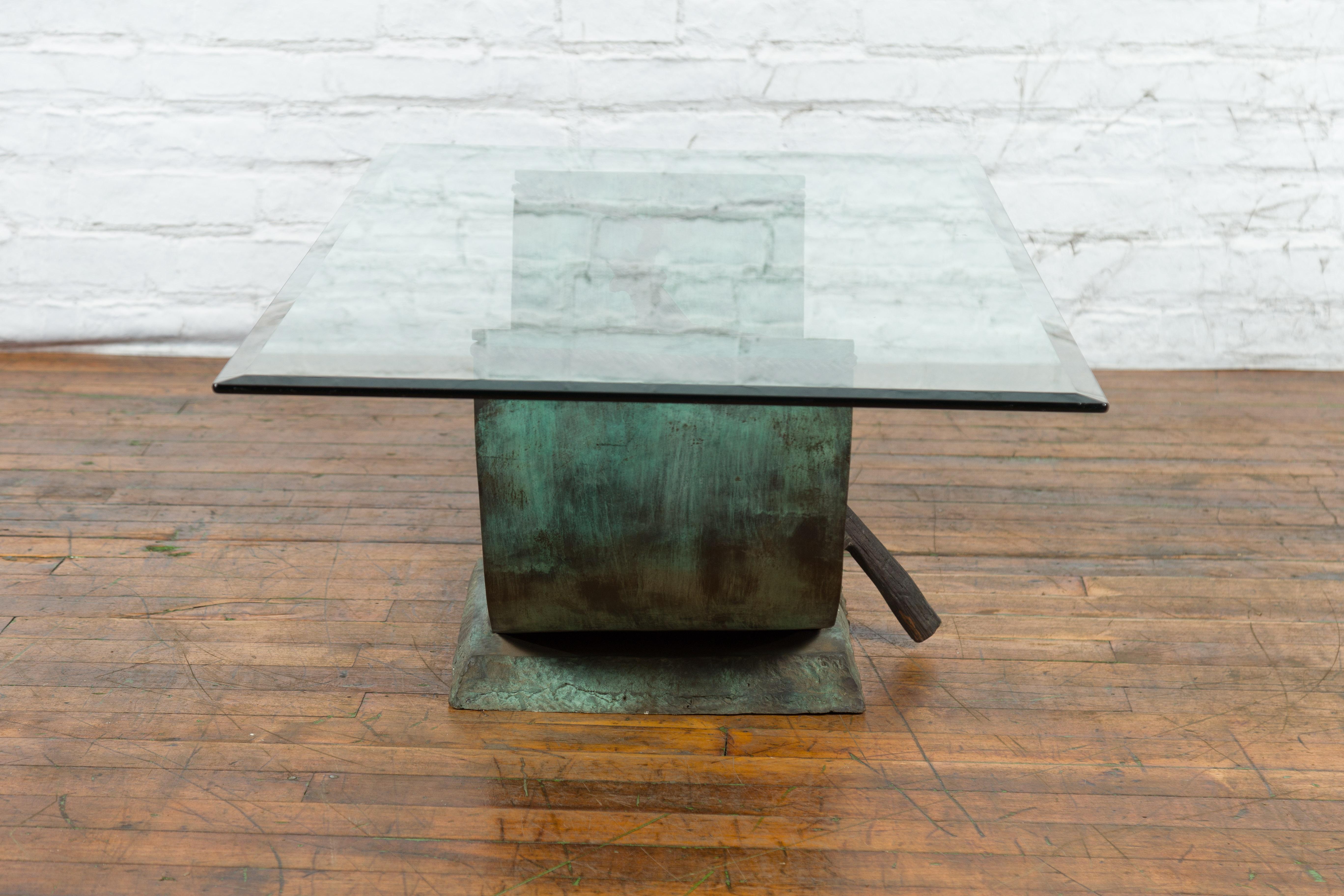 Nautical Egyptian Inspired, Barge Style Verde Bronze Coffee Table Base For Sale 9