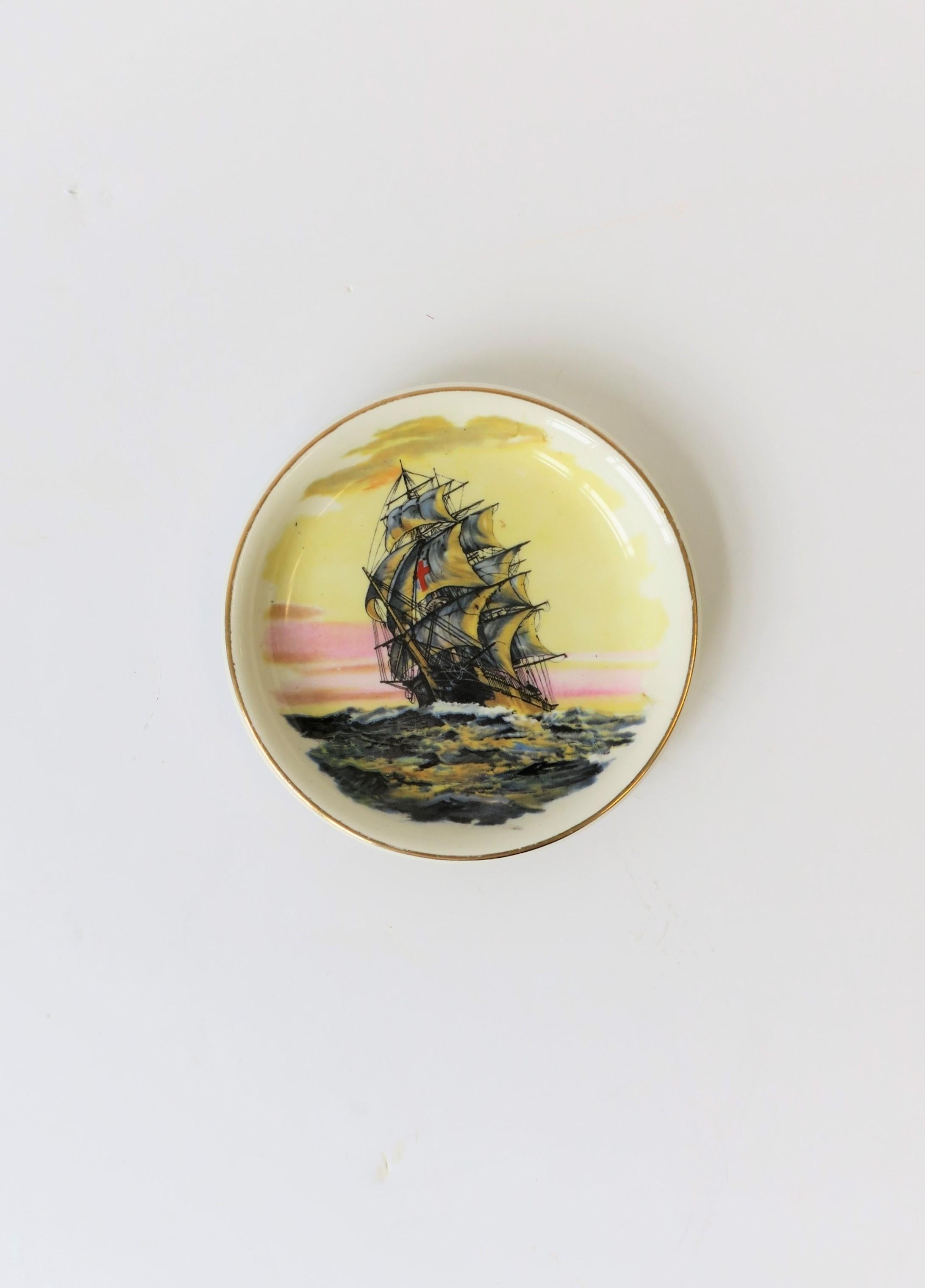 Glazed Nautical English Vanity Jewelry Dish For Sale