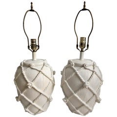 Nautical Faux Rope Ginger Jar Plaster Table Lamps