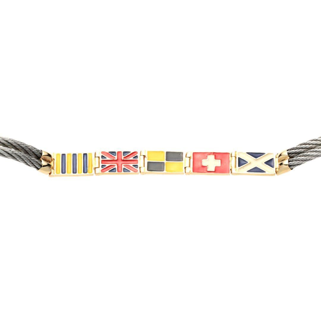 Artisan Nautical Flags Rope Bracelet in 18kt gold For Sale