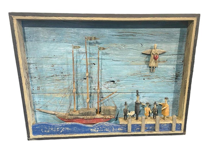 Nautical Folk Art Diorama 'Heartfelt Goodbye' by Steve Hazlett For Sale