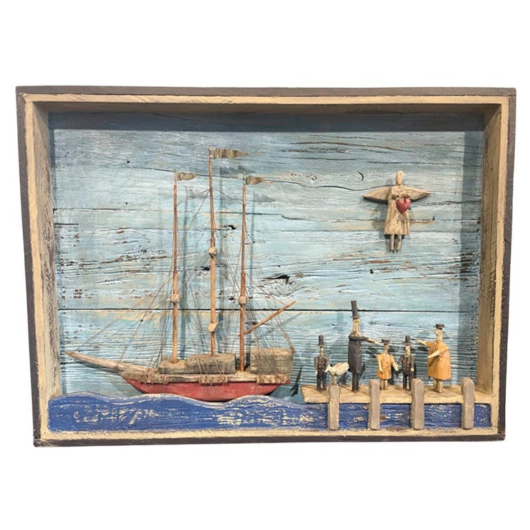 Nautical Folk Art Diorama 'Heartfelt Goodbye' by Steve Hazlett For Sale