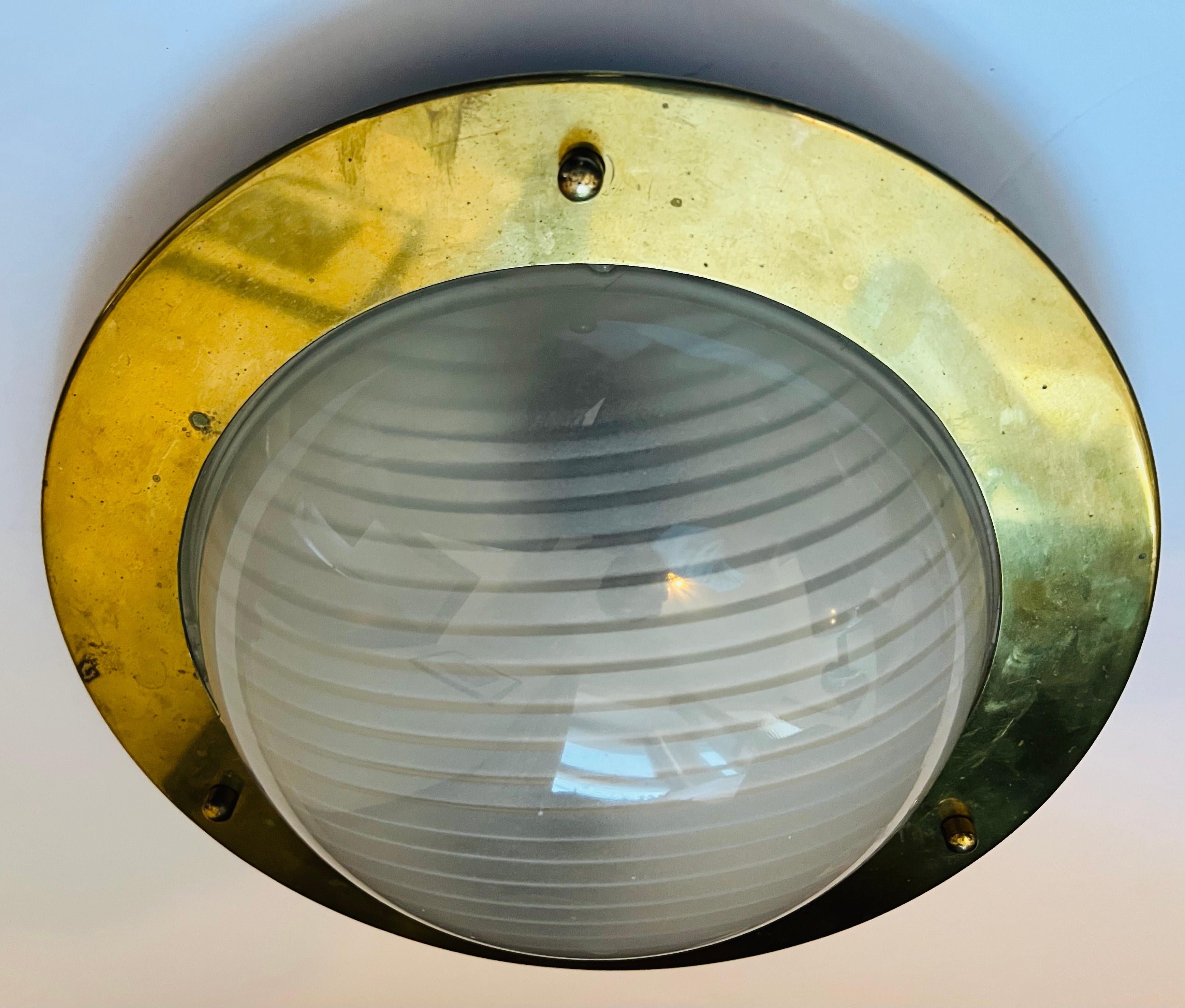 Nautical Italian Mid-Century 1960s Flush Ceiling Lamp For Sale 2