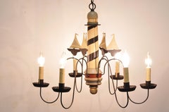 Nautical Lighthouse and Boat Ship Wood and Metal Chandelier Light Fixture