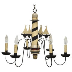 Nautical Lighthouse and Boat Ship Wood and Metal Chandelier Light Fixture