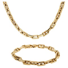 Nautical Link Style in 14 Karat Yellow Gold Necklace and Bracelet Set