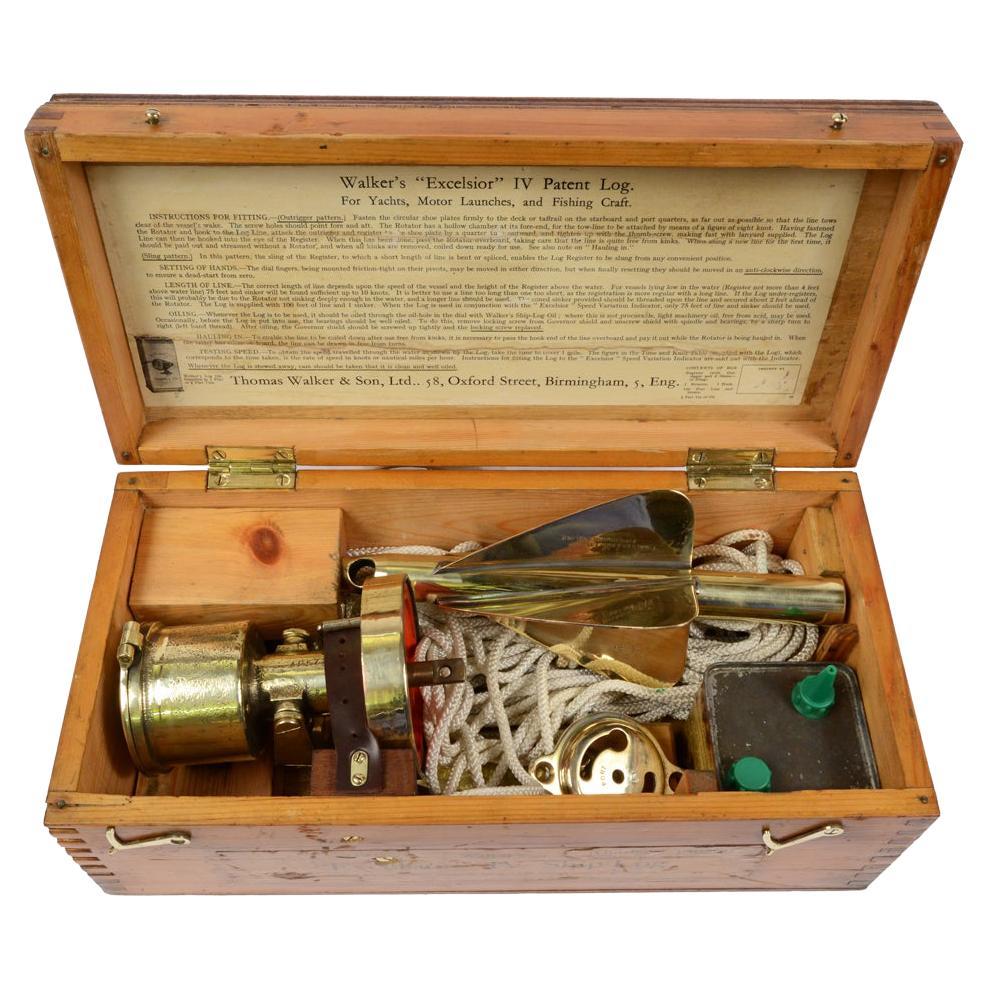 Nautical Log in Its Wooden Box to Measure Boats Speed Walker Early 1900s  For Sale at 1stDibs